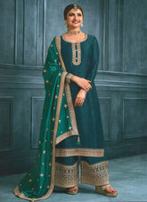 Georgette Salwar Suit Fancy Suit in Teal